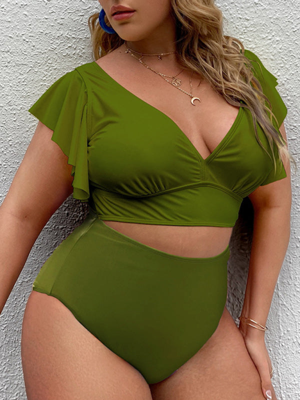 Falbala V-Neck Bikini Set