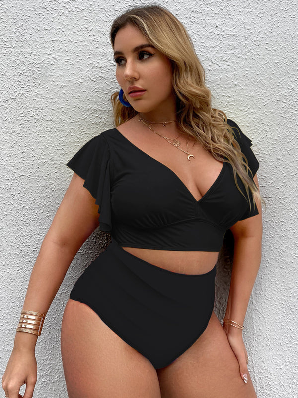 Falbala V-Neck Bikini Set