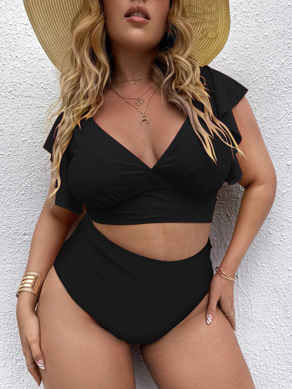 Falbala V-Neck Bikini Set