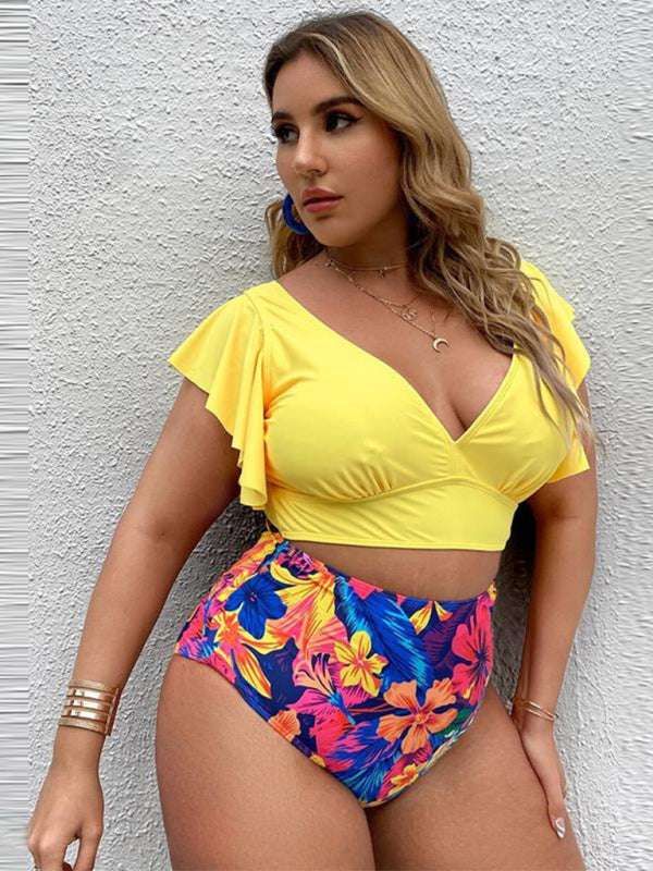 Falbala V-Neck Bikini Set