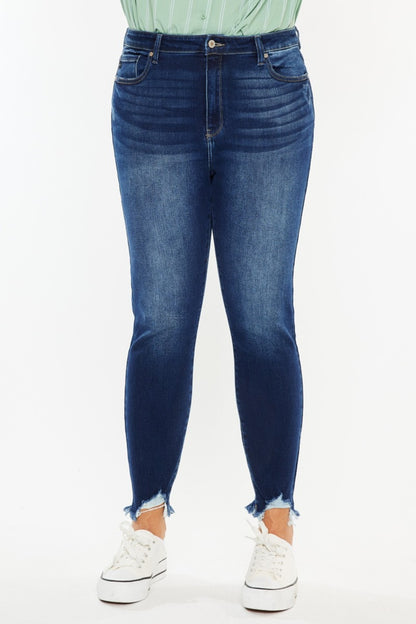 Full Size High Rise Frayed Ankle Skinny Jeans