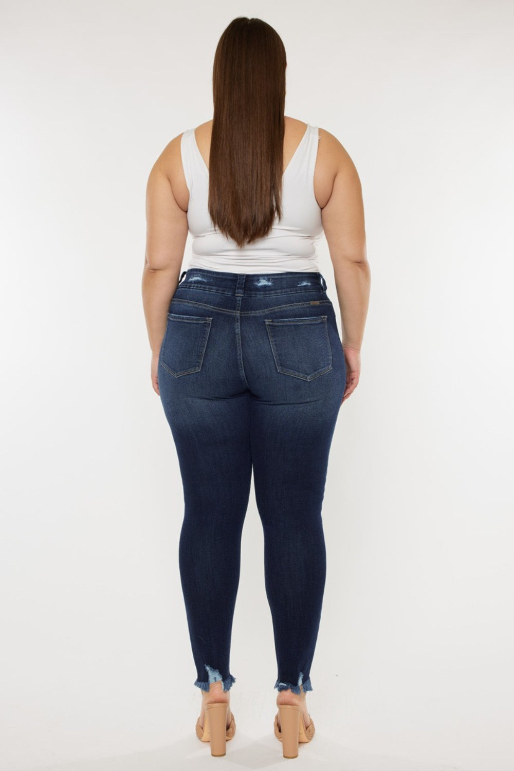 Plus Size Cat's Whiskers Raw Hem High Waist Jeans