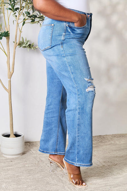 Full Size High Waist Distressed Jeans