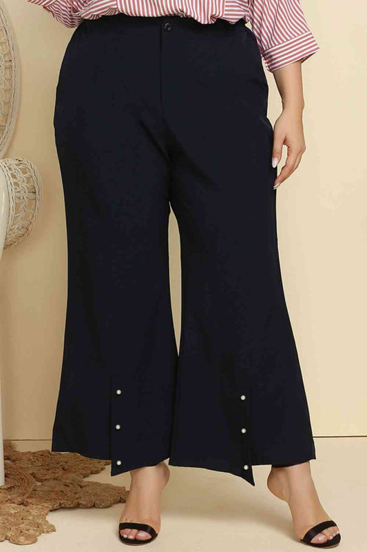 Hem Detail Flare Pants