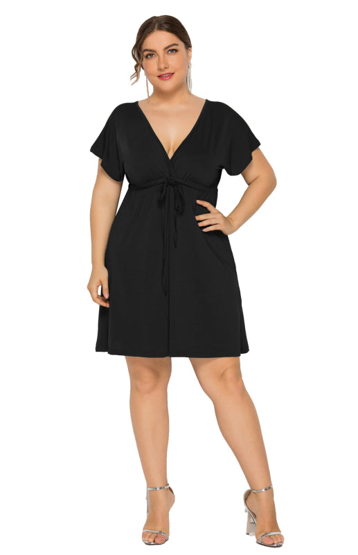 Deep V Solid Dress