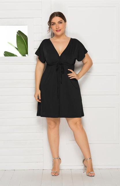Deep V Solid Dress