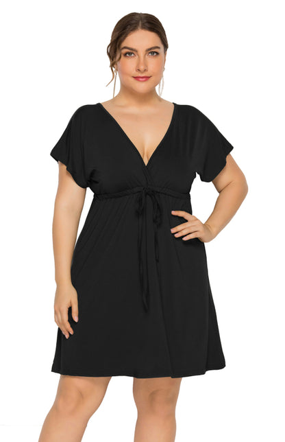 Deep V Solid Dress