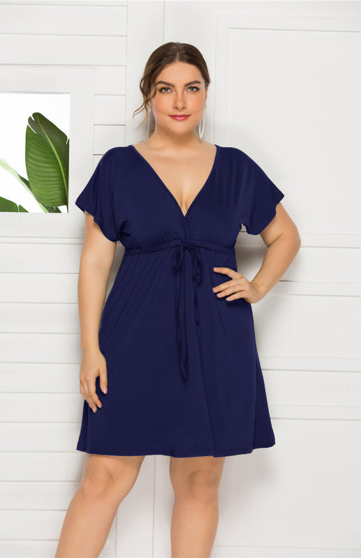Deep V Solid Dress