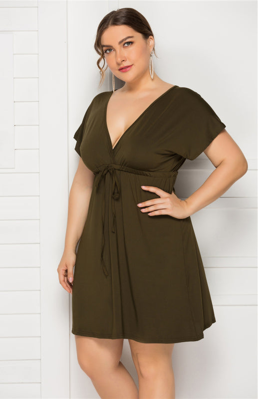Deep V Solid Dress