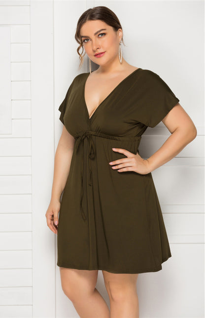 Deep V Solid Dress