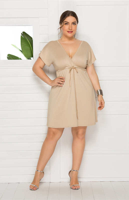 Deep V Solid Dress