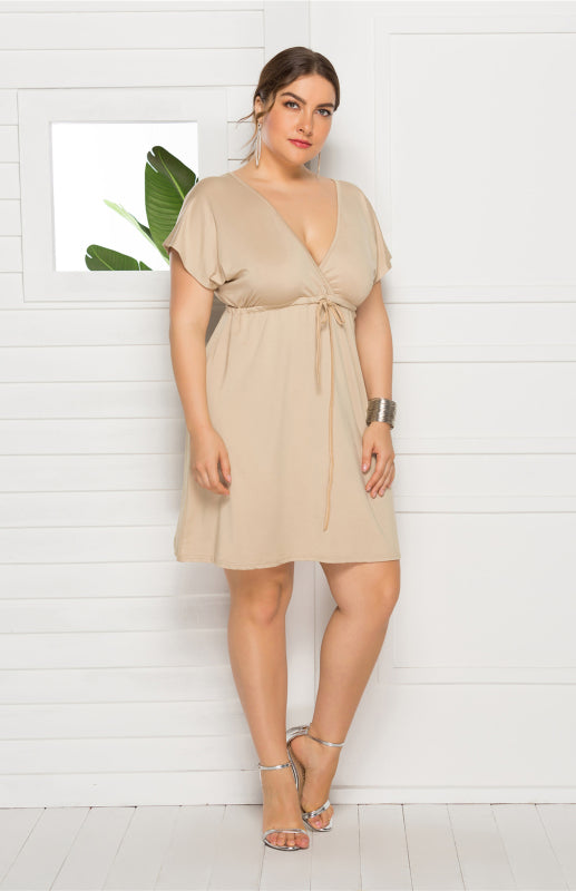 Deep V Solid Dress