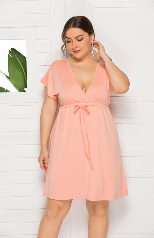 Deep V Solid Dress