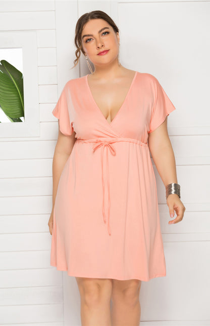 Deep V Solid Dress