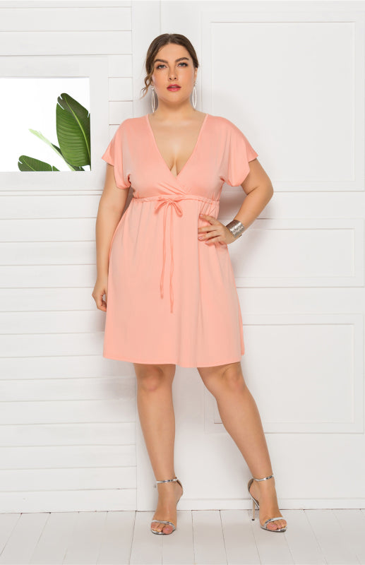 Deep V Solid Dress