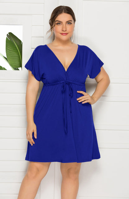 Deep V Solid Dress
