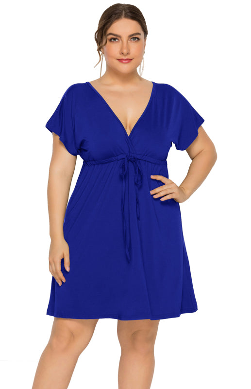 Deep V Solid Dress