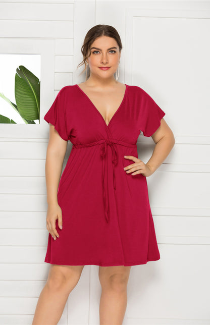 Deep V Solid Dress