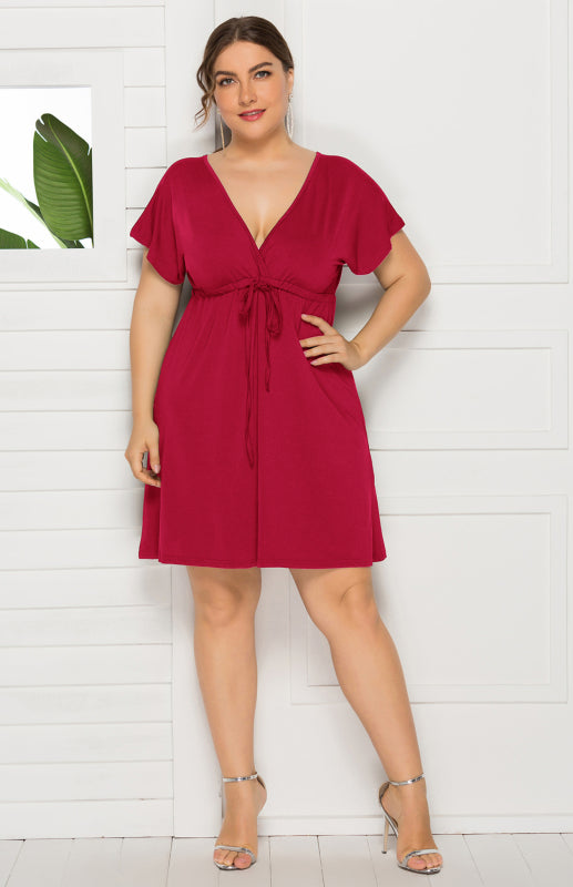 Deep V Solid Dress