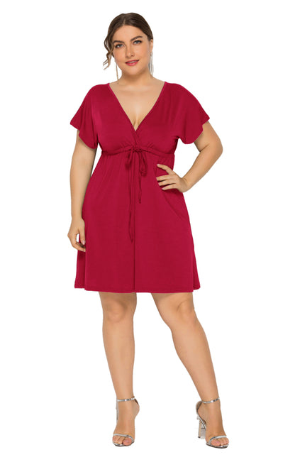 Deep V Solid Dress