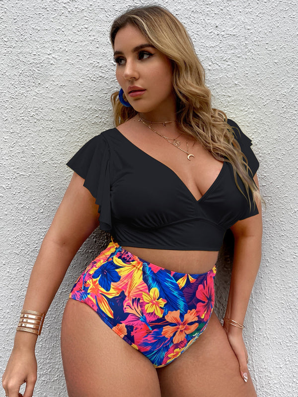 Falbala V-Neck Bikini Set