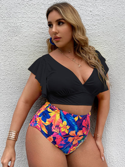 Falbala V-Neck Bikini Set