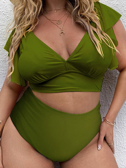 Falbala V-Neck Bikini Set