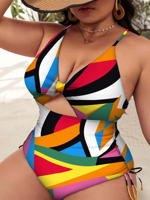 Printed Push-up Hollow One-Piece Swimsuit