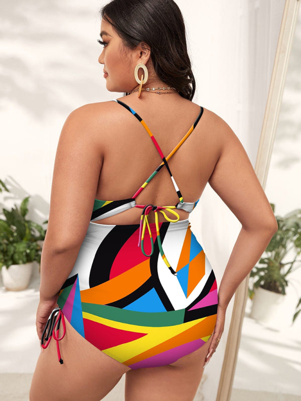 Printed Push-up Hollow One-Piece Swimsuit